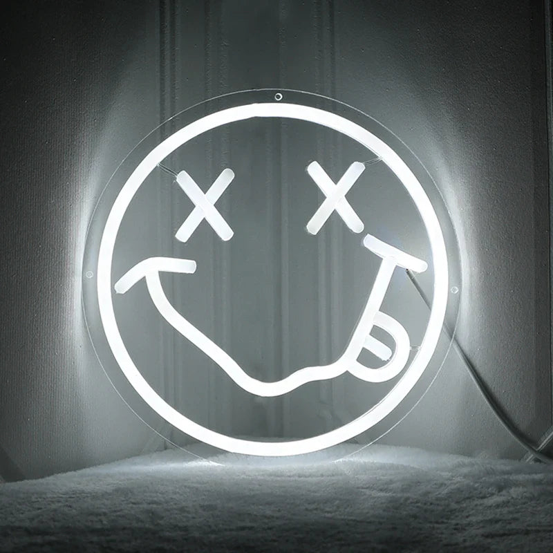 LED Neon Sign 35cm USB Powered Smile Face Wall Hanging Night Light Bedroom Decor Fall 2025 Gift