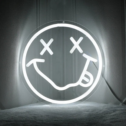 LED Neon Sign 35cm USB Powered Smile Face Wall Hanging Night Light Bedroom Decor Fall 2025 Gift
