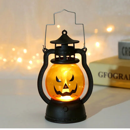 Halloween-LED-hanglamp in de vorm van een pompoen, spooklamp in retro-olielampstijl voor feest- en huisdecoratie, griezelig accessoire 2026