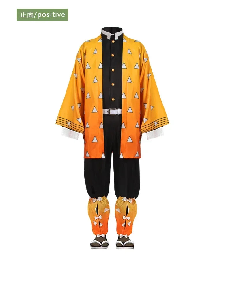 Demon Slayer Agatsuma Zenitsu Kimono Cosplay Costume Set with Wig for Adults Halloween 2026