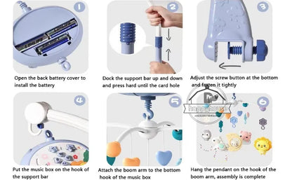 Sengemobil Fjernkontroll Musikk Lys Nyfødt Sensoriske Leker