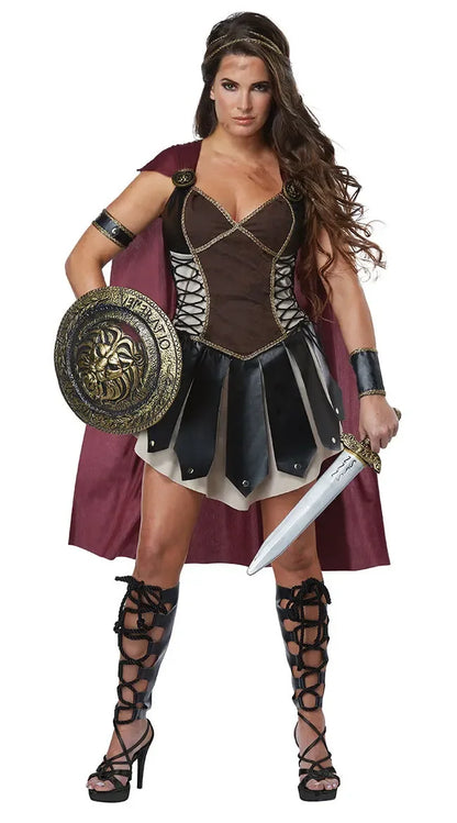 Middeleeuws Spartaanse gladiator-krijgerscosplaykostuum, Halloweenkostuum voor vrouwen, Romeinse prinsessenfantasiejurk 2026