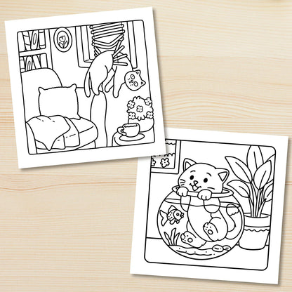 Coloring Book Bold-Easy Patterns Cat Life Fall 2025 Gift Relaxation And Stress Relief