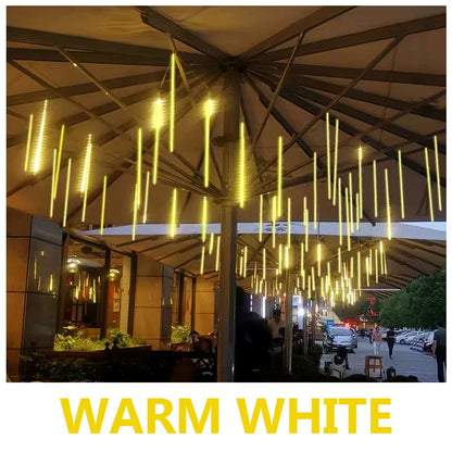 Outdoor Waterproof LED Meteor Shower Lights - 30cm & 50cm Festoon String Decoration for Christmas & Holiday Events, Beautiful Shooting Star Effect