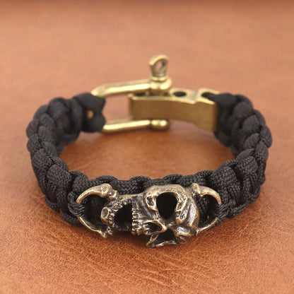 Skull Paracord Bracelet Gothic Wristband Halloween 2026 Gift Idea Adjustable Braided Jewelry