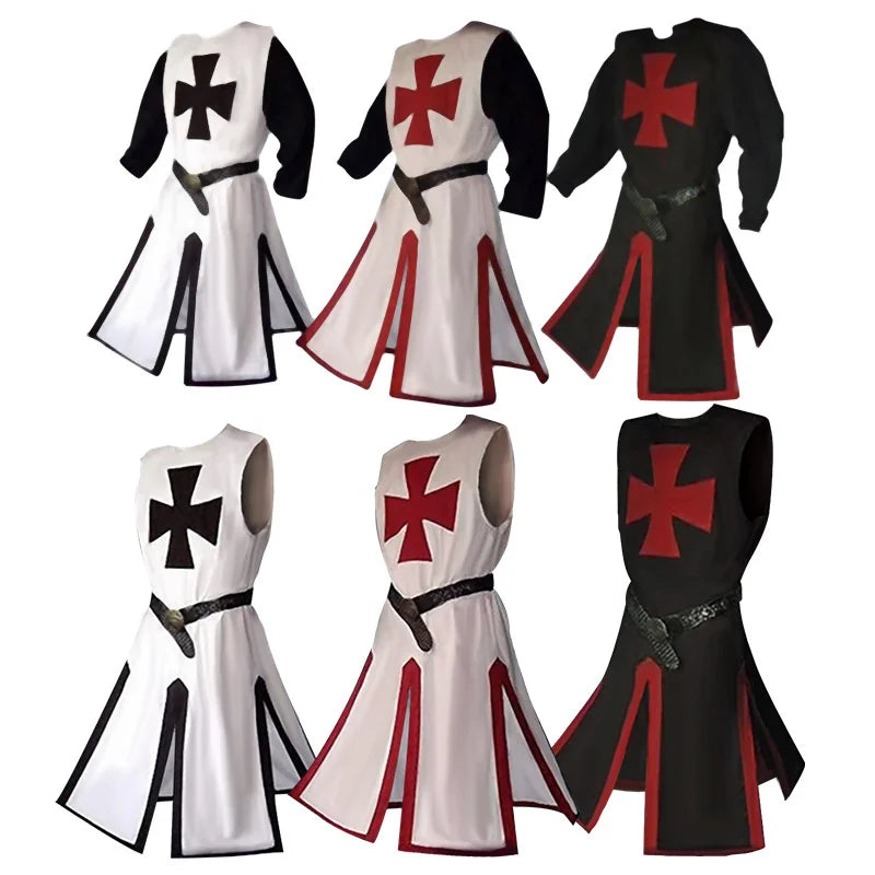 Knights Templar Crusader Cosplay Costume - Authentic Tunic & Cape Set for Halloween, Renaissance Fairs, and Historical Reenactments