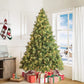 Prelit Artificial Christmas Tree with 750 Warm Lights, 1556 Branch Tips, Foot Pedal, Pine Cones & Sturdy Metal Stand