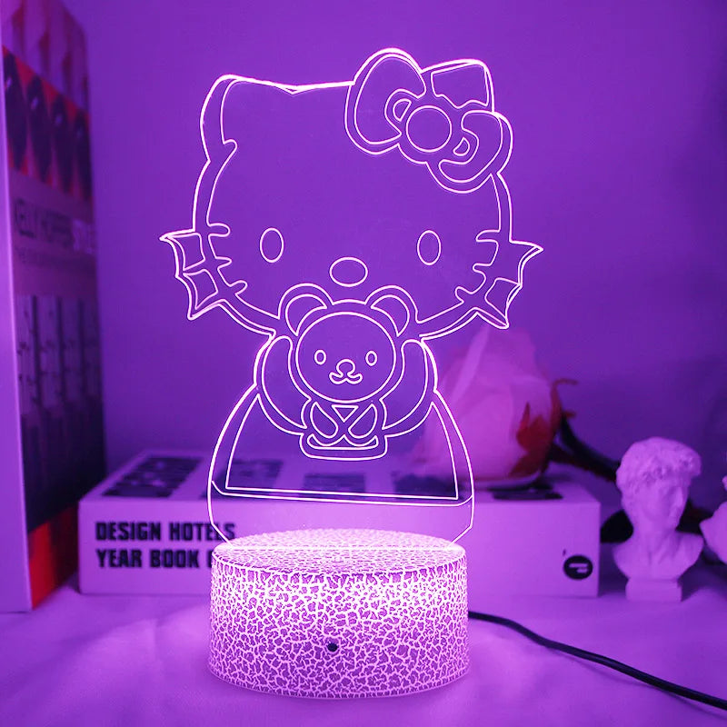 Hello Kitty 3D Anime LED Night Light - Cute Bedroom Lamp