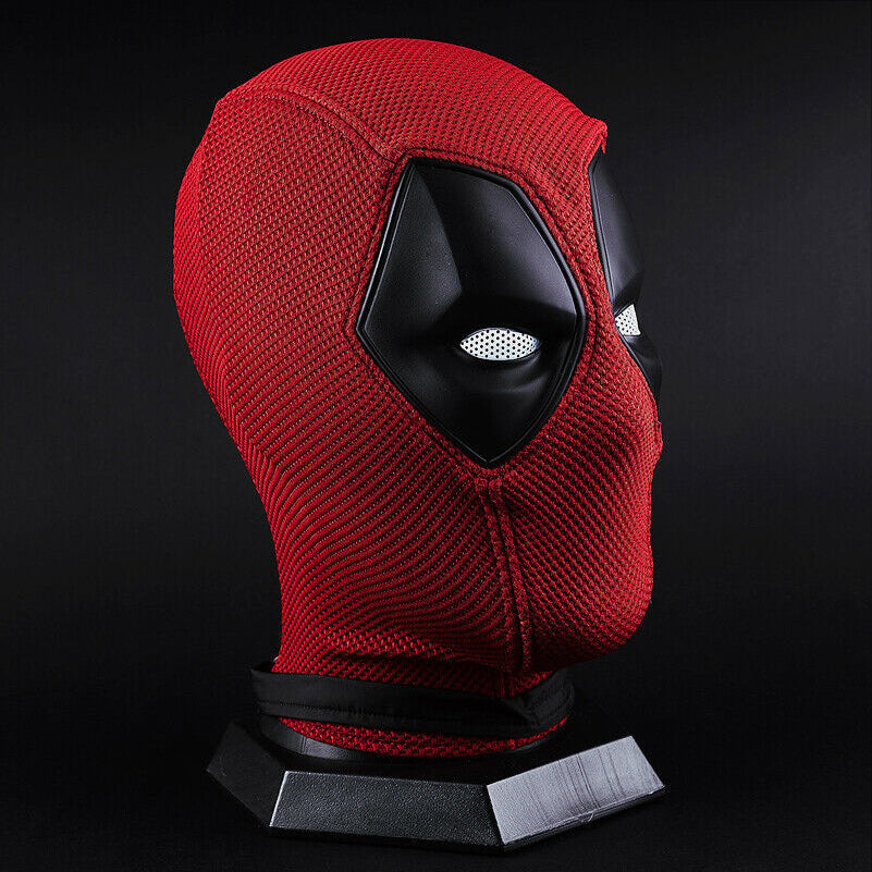 Breathable Deadpool Full Head Cosplay Mask for Adults - 2024 Halloween Costume Accessory, Red and Black Latex Design