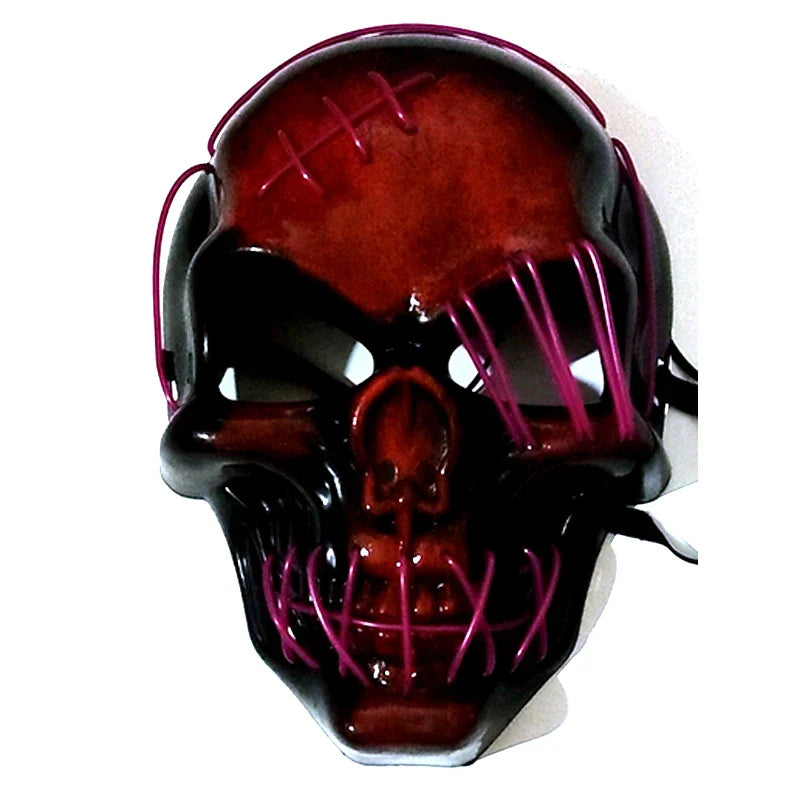 LED Glowing Skull Mask Full Face Halloween 2025 Cosplay
