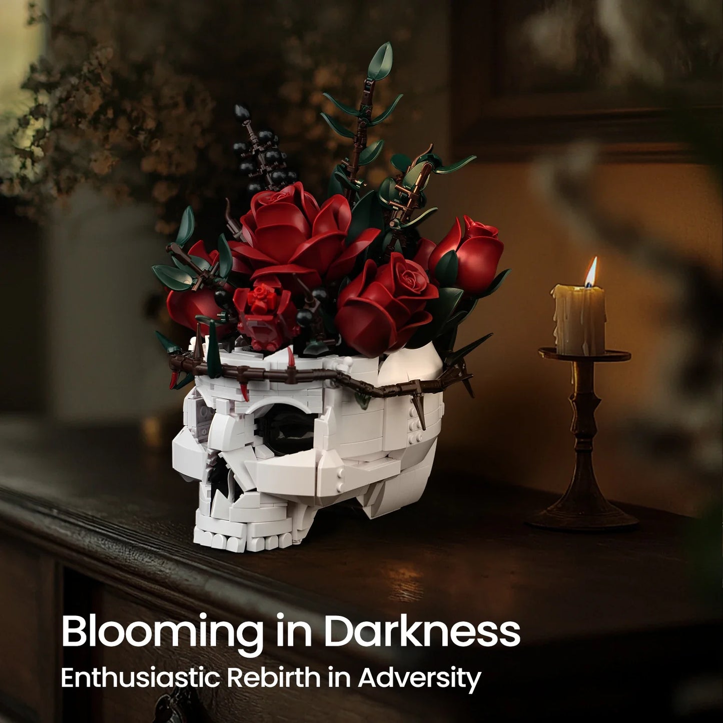 Skull Bouquet Building Set Gothic Home Decor Halloween