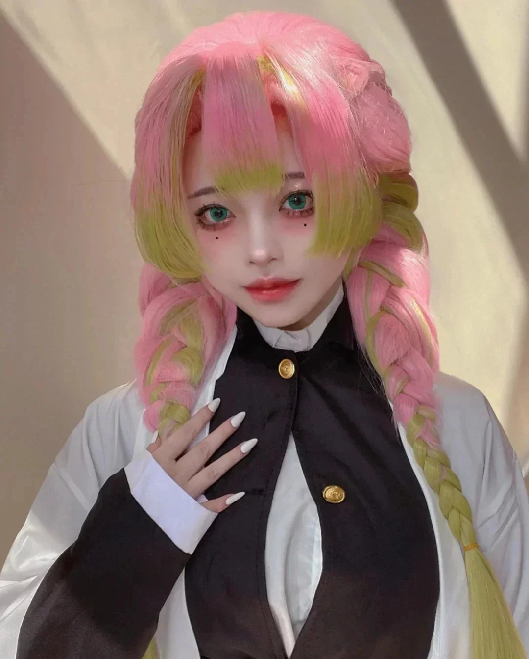 Demon Slayer Kanroji Mitsuri Kimono Haori Cosplay Costume Set with Wig for Adults Kids Halloween 2026