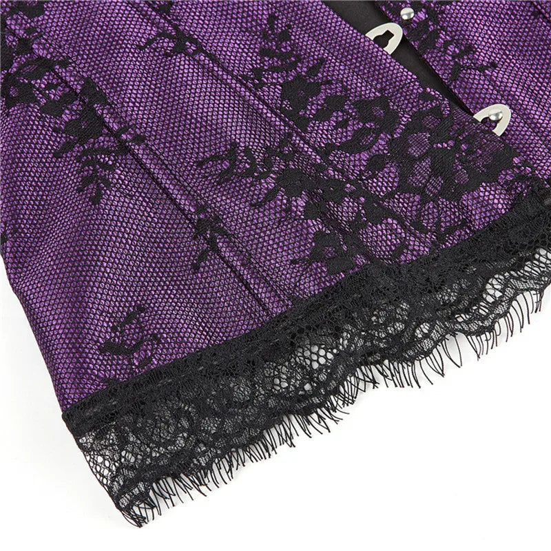 Corsetto da donna di supporto - scollo a barca, pizzo satinato