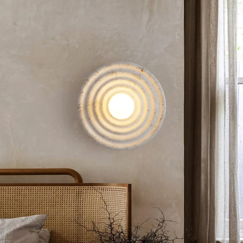 Japandi Wabi Sabi Round Wall Sconce Japanese Minimal LED Light