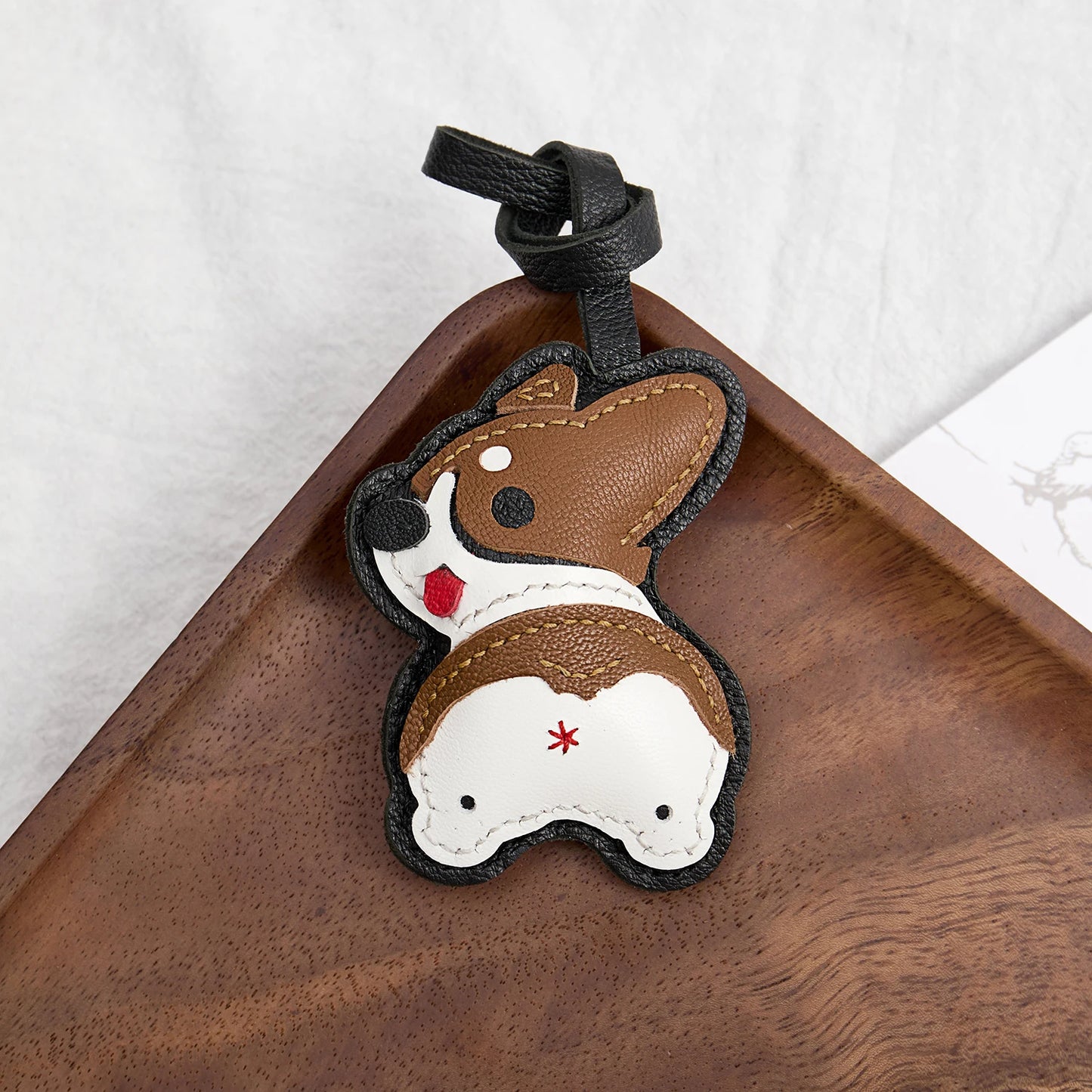 Porte-clés porte-bonheur en cuir sans visage noir confortable mignon cadeau