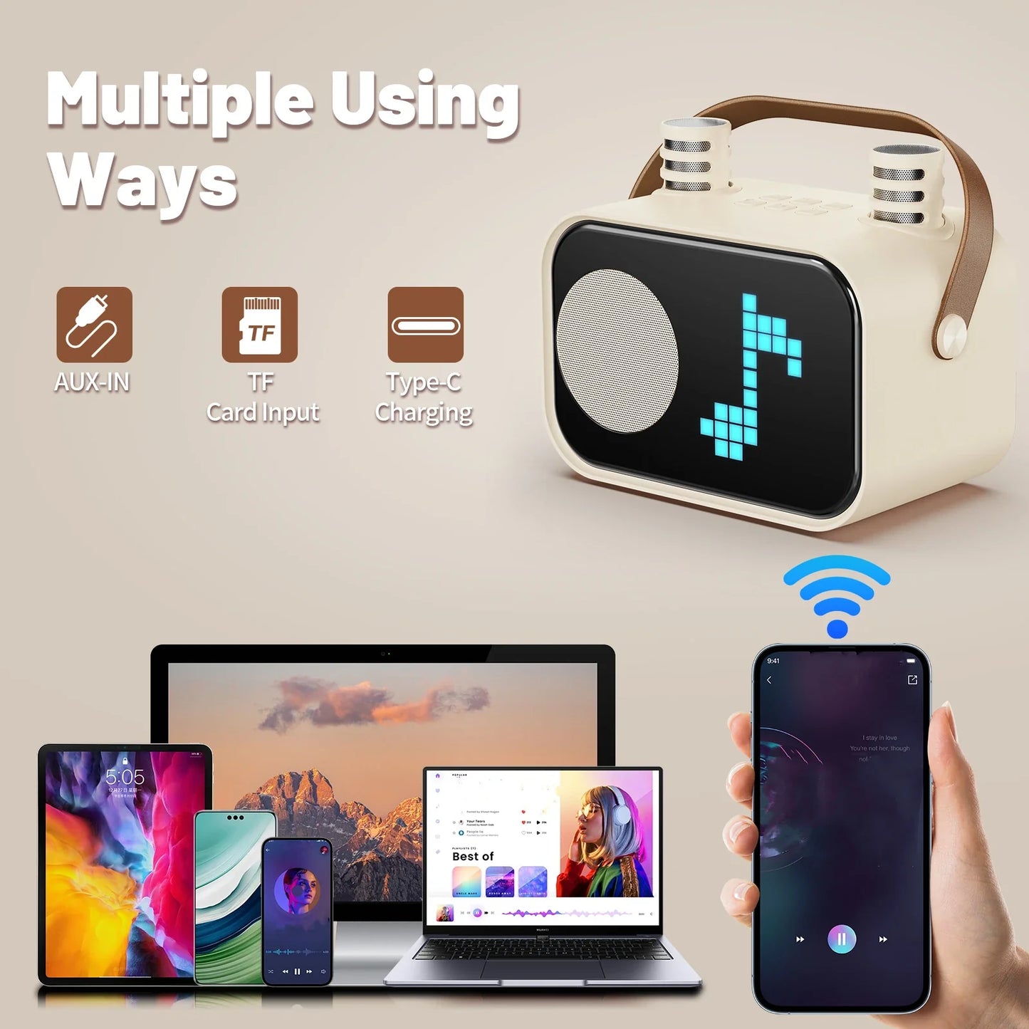 Kids Karaoke Machine Portable Bluetooth Speaker With 2 Wireless Microphones Party Gift 2025