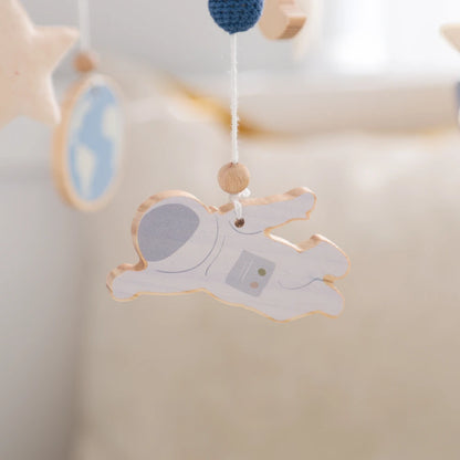 Móvil de cuna cohete de madera juguetes sensoriales para recién nacidos calmantes