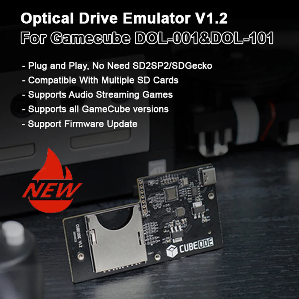 GameCube CUBEODE V1.2 Optical Drive Emulator - Fast Loading, SD Card Compatible, for NGC DOL