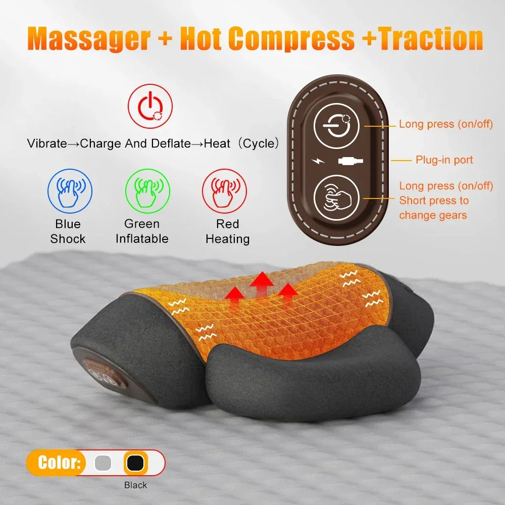 Neck Massager Pillow With Heat And Vibration - Viral Trend Cervical Therapy For Neck And Shoulder Relief, Hot Compress