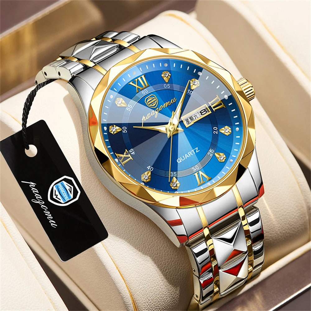 Quartz Stainless Steel Dress Watch Waterproof Glow Dial