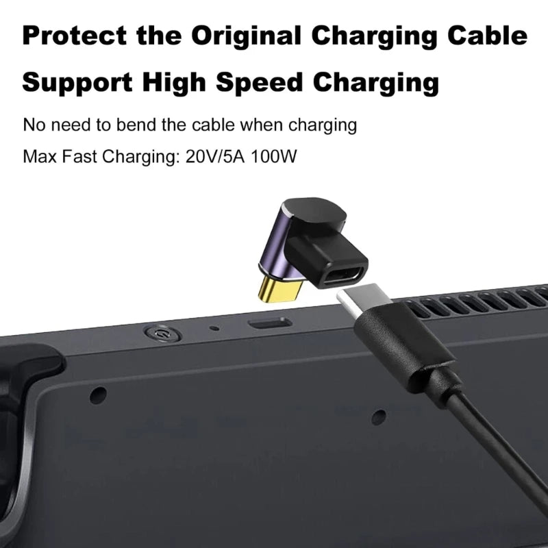 Adaptador Usb C 40Gbps Extensor de 90 Grados en Ángulo Recto 100W