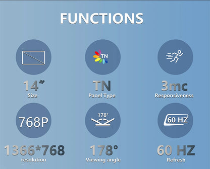 Monitor portátil 14 pulgadas 60Hz pantalla de viaje con altavoces