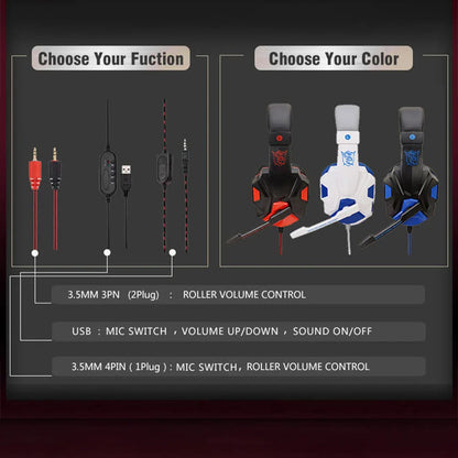 Gaming Headset Wired Noise Cancelling Microphone Adjustable