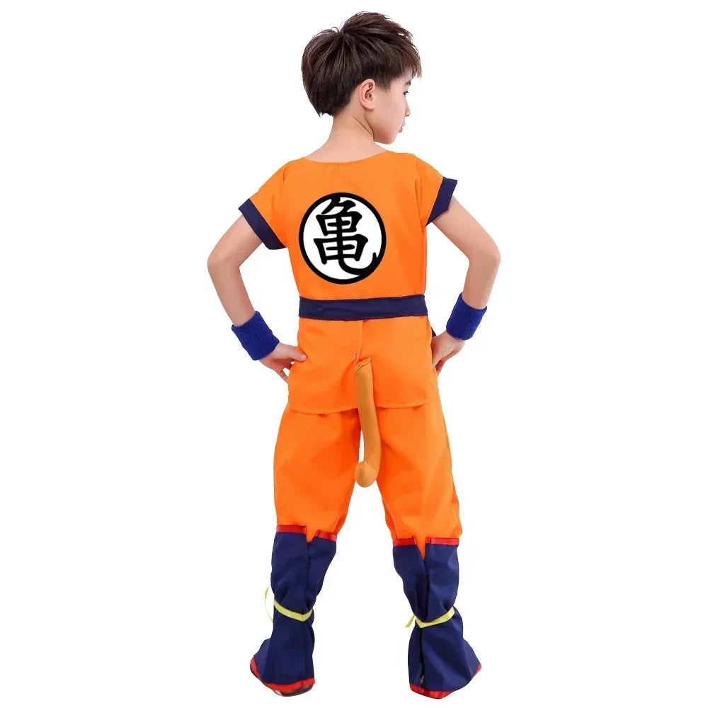 Son Goku Dragon Ball Z-animecosplaykostuumset met staart, polsband en pruik voor volwassenen en kinderen, Halloween 2026