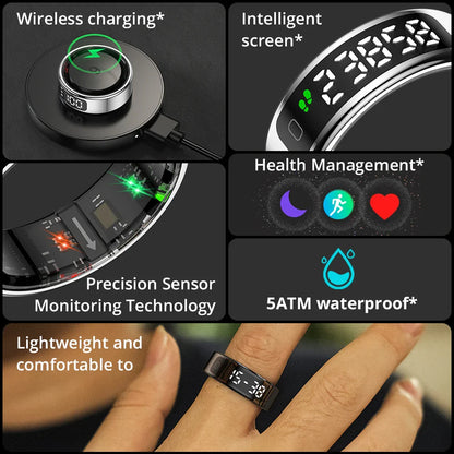 Smart Ring Health Monitor Wearable 5 ATM Waterproof Wireless Charging Fall 2025 Trend Gift