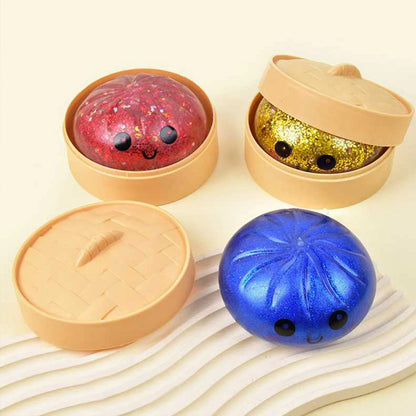 Glitter Bun Fidget Toy Kawaii Dumpling Squeeze Dough Ball Desk Toy Viral Fall 2026 Gift Stress Relief