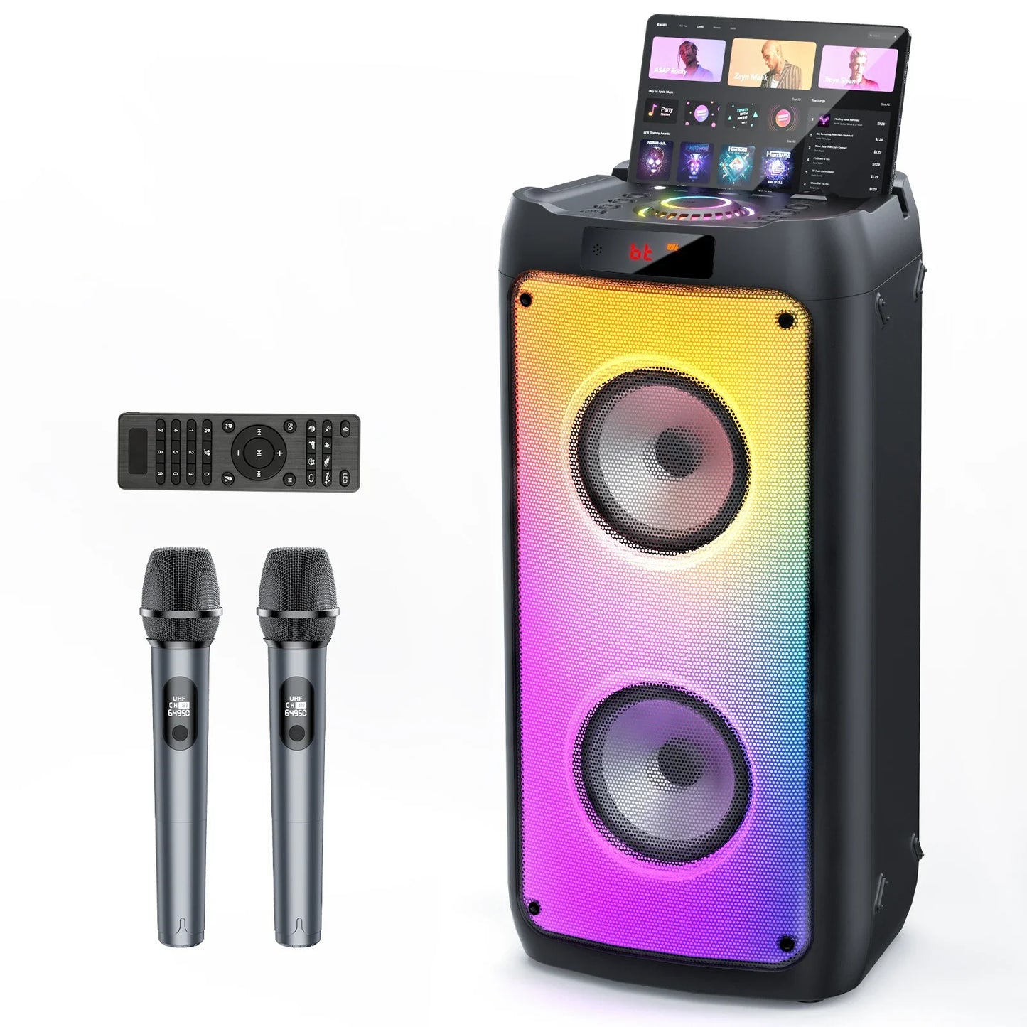 Bluetooth Speaker Karaoke Machine With 2 Microphones And LED Lights Home Party Sound System Fall 2025