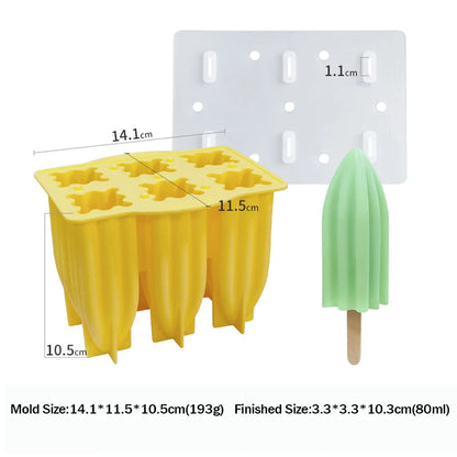 Variant image for 6-Hole Silicone Popsicle Molds for Homemade Ice Cream, Easy Release Ice Pop Maker with Cover and Sticks-5