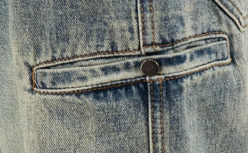 Oversized Men's Denim Jeans - Loose Straight Cut, Washed