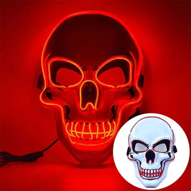 LED Skull Mask Full Face Glowing Terror Mask Halloween Fall 2025 Masquerade Party Costume Mask Breathable
