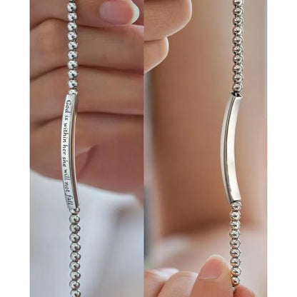 Classic women's chain bracelet – letter design, metal, lobster-claw clasp, faith-inspired
