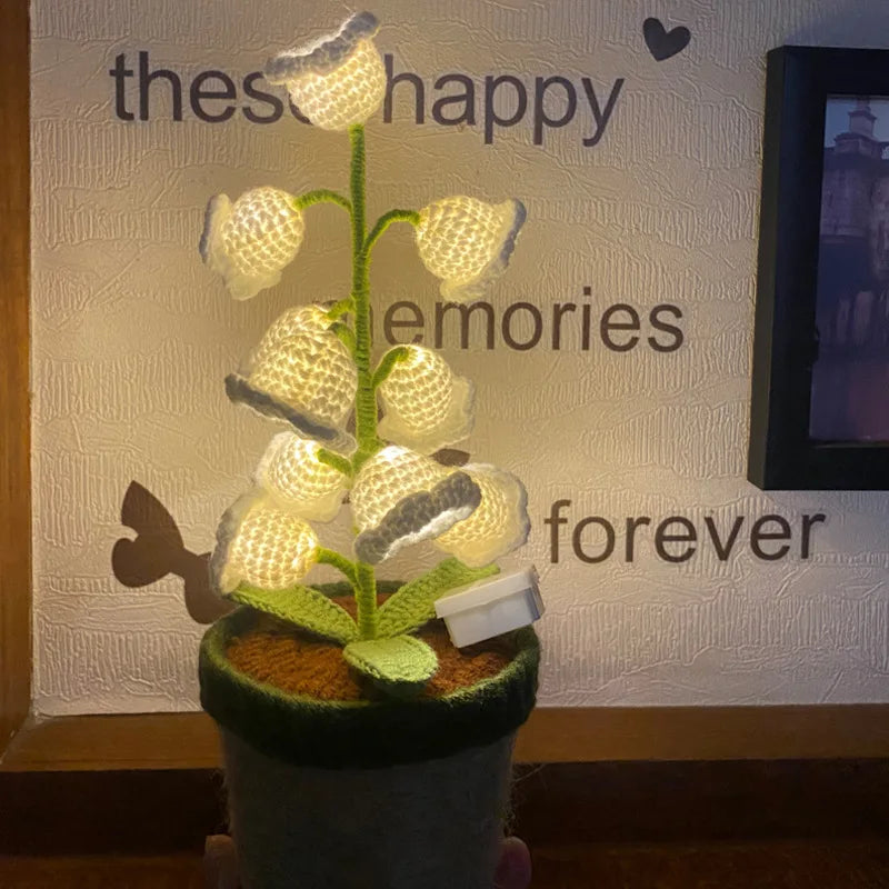 Knitted Lily Of The Valley Cotton Rope Pot Lamp Cozy