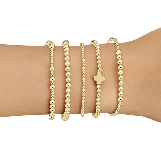 Gold Plated Cross Beaded Bracelet Stackable Hypoallergenic