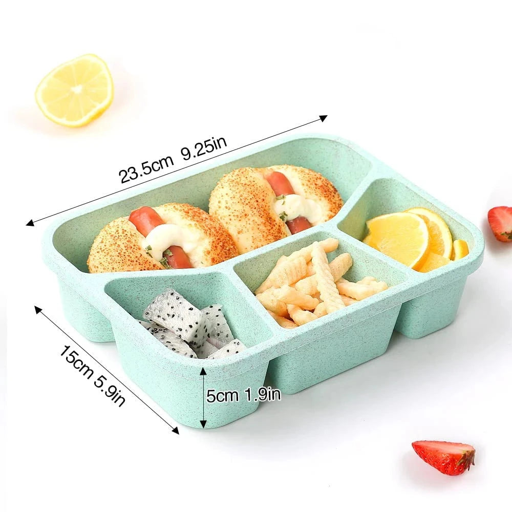 Durable 4-Compartment Bento Lunch Box for Kids - BPA-Free Reusable Meal Prep Container