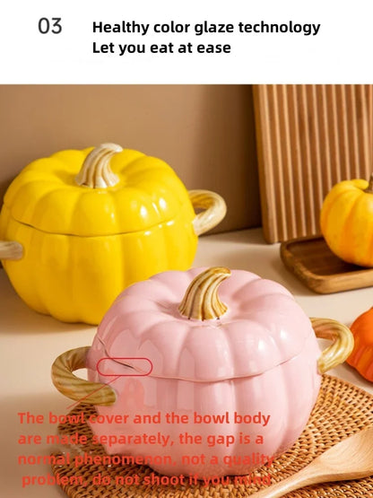 Pumpasoppsgryta 1.4L keramisk skål med lock Halloween