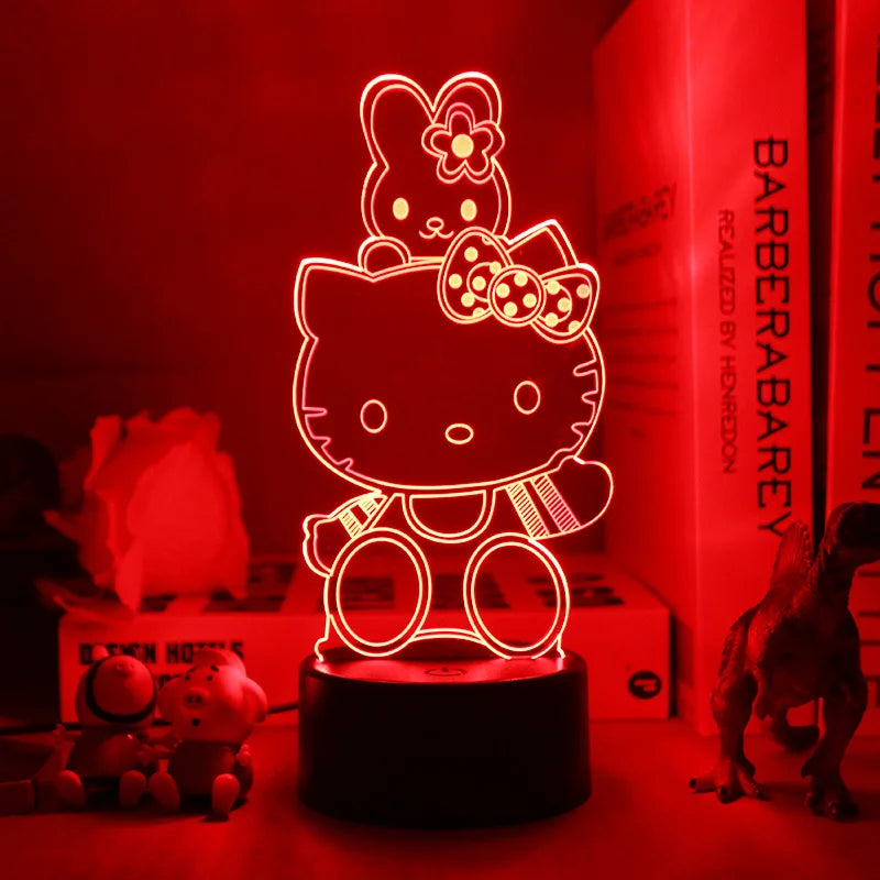 Hello Kitty 3D Anime LED Night Light - Cute Bedroom Lamp