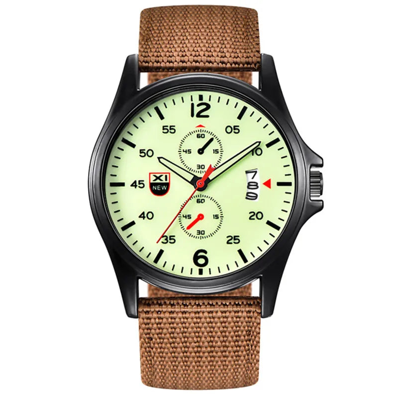 Nylon Band Military Quartz Watch With Date Display
