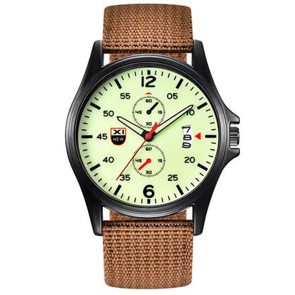 Nylon Band Military Quartz Watch With Date Display