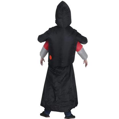 Opblaasbaar zwart gewaad met spookmasker, kostuumaccessoire voor volwassenen, Halloween, carnaval en gemaskerde cosplayfeesten 2026