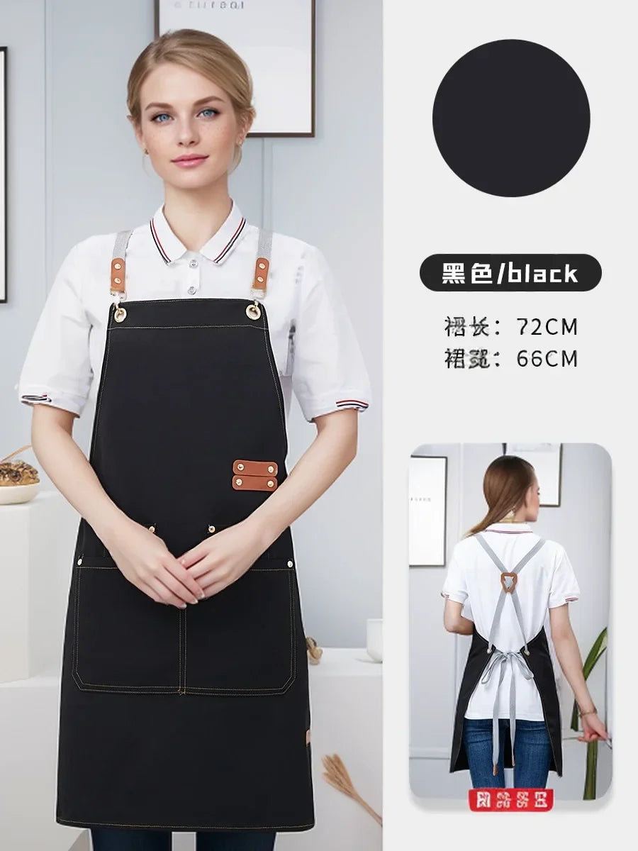 Kitchen Apron Professional Bib Apron Restaurant Work Apron Fall 2025 Waterproof Pockets Durable