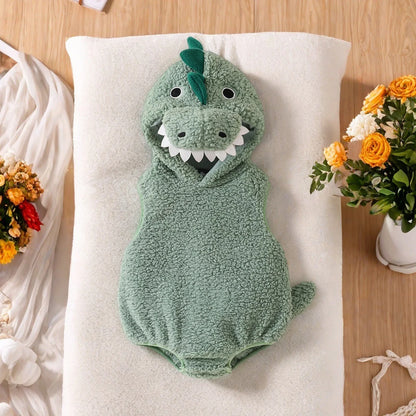 Baby Dinosaur Halloween Romper Plush Hooded Sleeveless