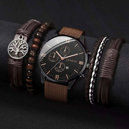 Quartz Watch And Bracelet Set Nylon Band Casual Gift