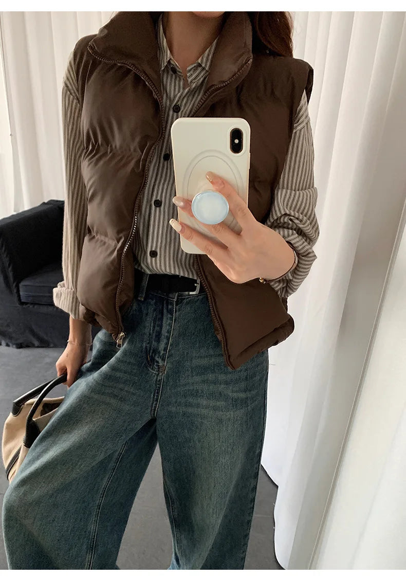 Lightweight Women's Down Vest - Cropped Boxy, Duck Fill