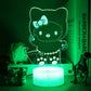 Hello Kitty 3D Anime LED Night Light - Cute Bedroom Lamp