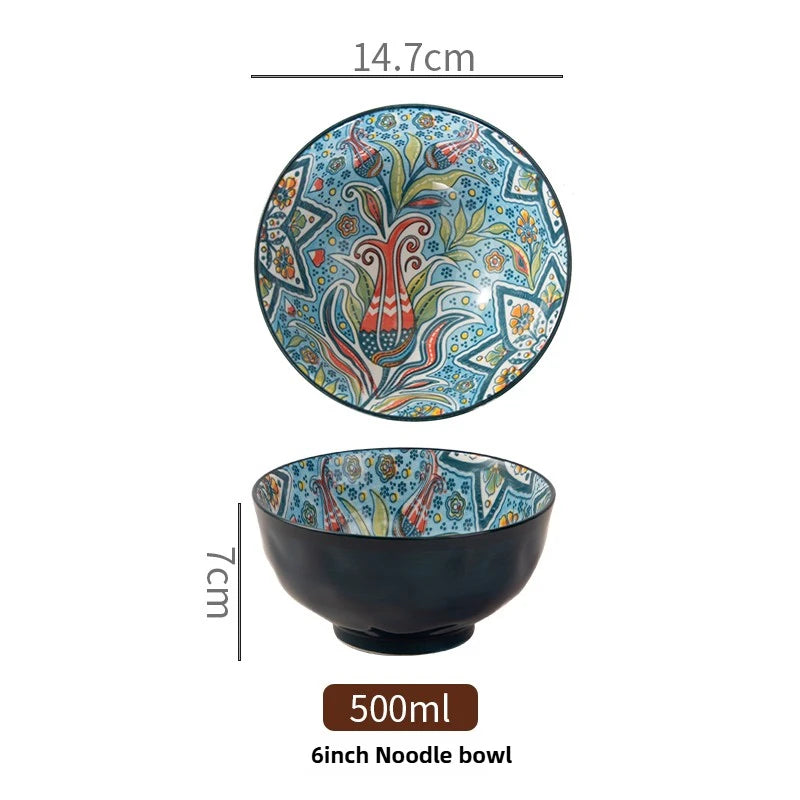Boheme keramisk riskål retro nudelskål køkkengave