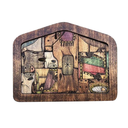 Wooden Nativity Puzzle With Wood Burned Design, Jigsaw Puzzle Set For All Ages, Holiday Desk Decor Gift